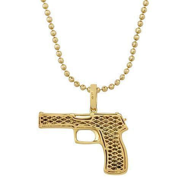 Yellow Diamond Pistol Pendant in 10k Yellow Gold 1 Ctw